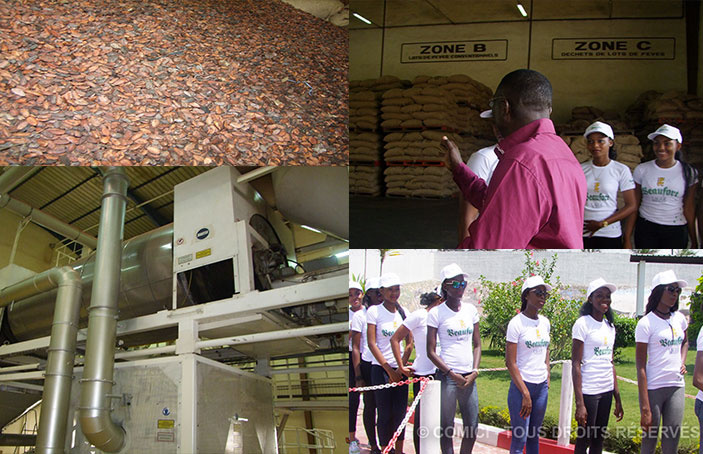 Miss Côte d'Ivoire 2017 - San Pedro : Les candidates visitent une usine de chocolaterie